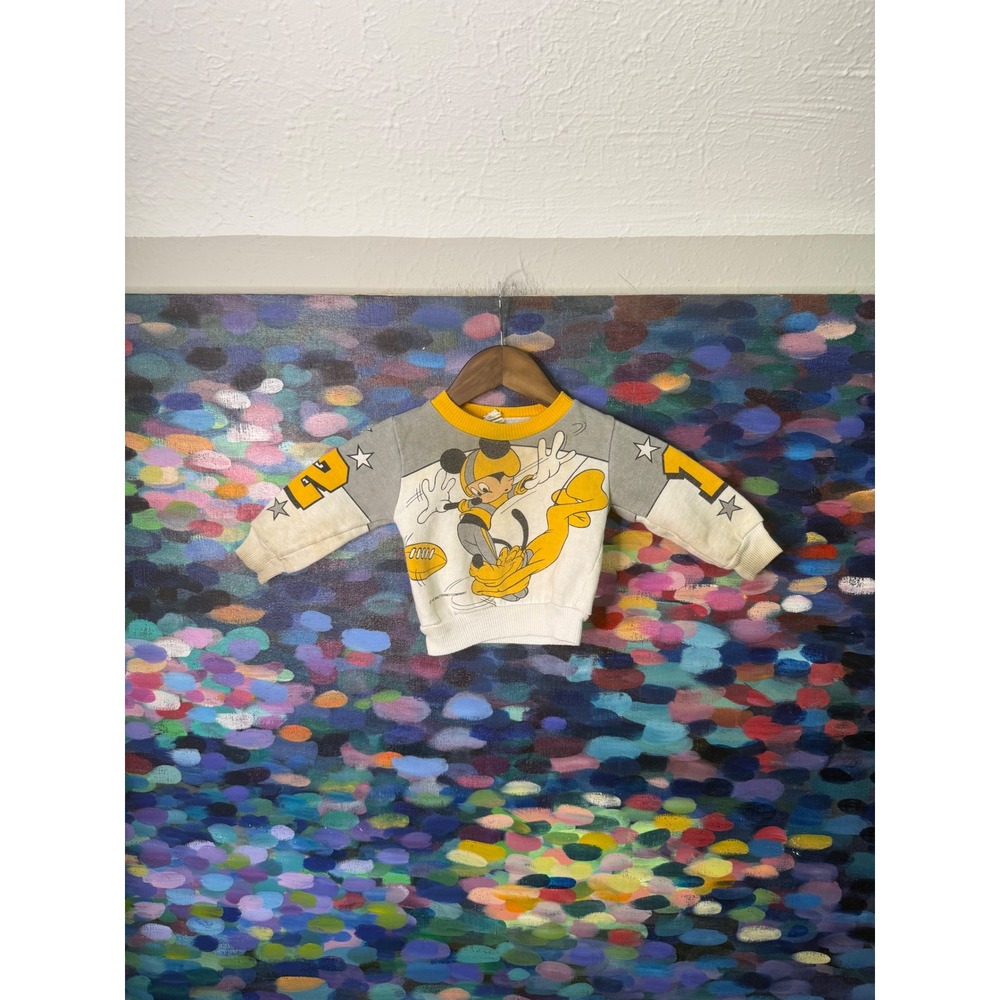Vintage 90s Disney Mickey Mouse Football Graphic Sweatshirt Toddler 18 months